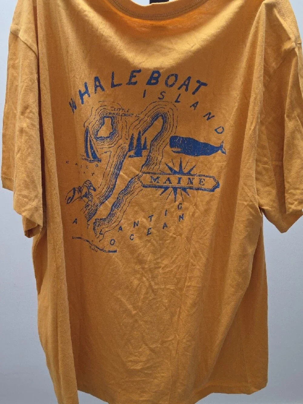 J. Crew Men's Short Sleeve Tee in Mustard Yellow with Whale Graphic